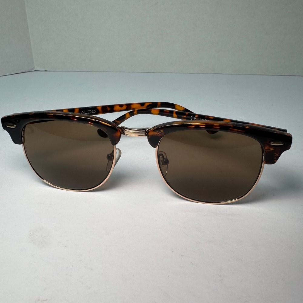 ALDO Women's Tortoiseshell Clubmaster Sunglasses Brown Gradient Lenses with Case